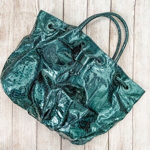 Carlos Falchi Snake Embossed “Slim Poof” Tote